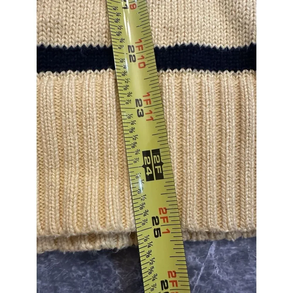 Polo Ralph Lauren Sweater SMALL  Yellow‎ Blue Striped 1/4 Zip Pullover